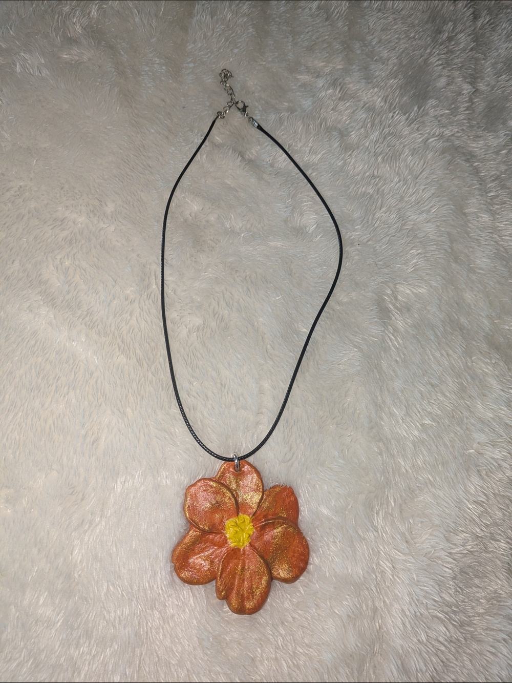 Handcrafted Orange Flower Pendant Necklace